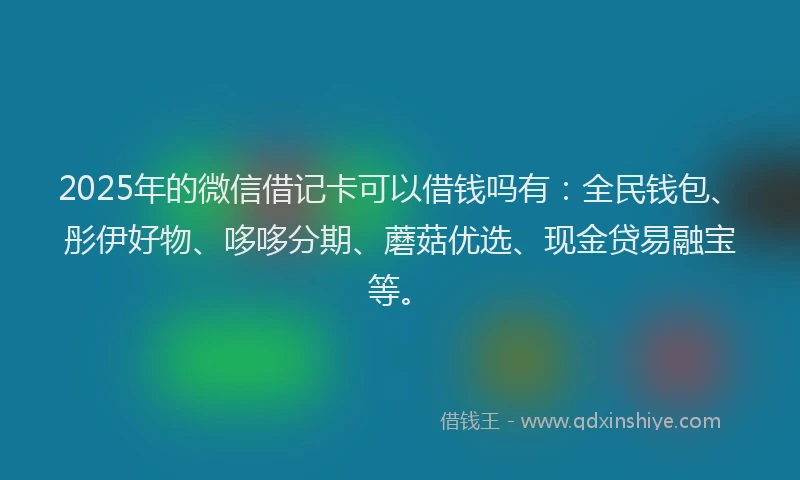 2025年的微信借记卡可以借钱吗有：全民钱包、彤伊好物、哆哆分期、蘑菇优选、现金贷易融宝等。