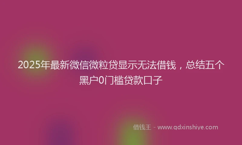 2025年最新微信微粒贷显示无法借钱，总结五个黑户0门槛贷款口子