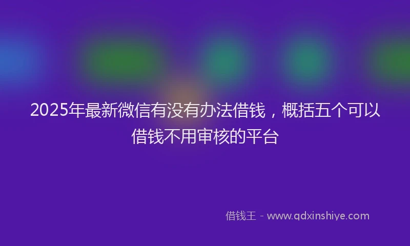 2025年最新微信有没有办法借钱，概括五个可以借钱不用审核的平台