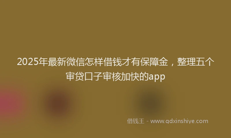 2025年最新微信怎样借钱才有保障金，整理五个审贷口子审核加快的app