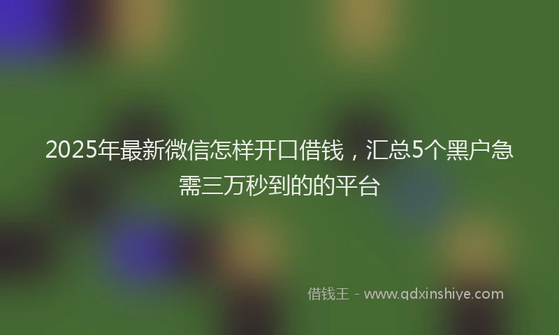 2025年最新微信怎样开口借钱，汇总5个黑户急需三万秒到的的平台