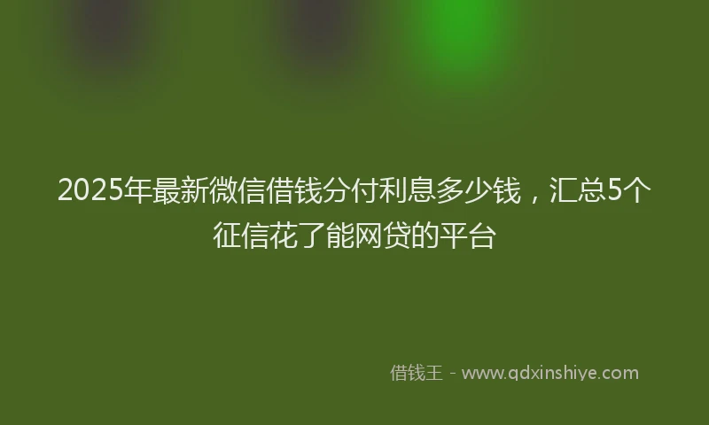 2025年最新微信借钱分付利息多少钱，汇总5个征信花了能网贷的平台