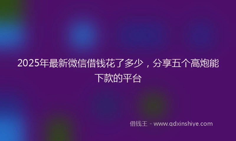 2025年最新微信借钱花了多少，分享五个高炮能下款的平台