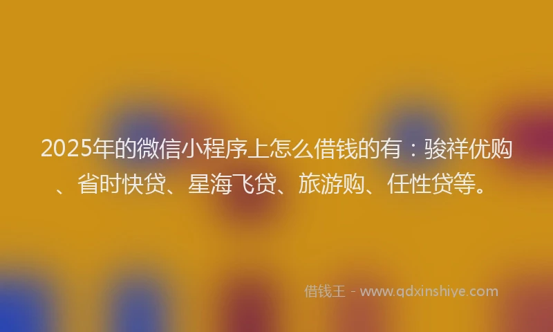 2025年的微信小程序上怎么借钱的有：骏祥优购、省时快贷、星海飞贷、旅游购、任性贷等。