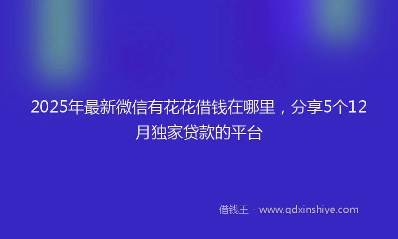 2025年最新微信有花花借钱在哪里，分享5个12月独家贷款的平台