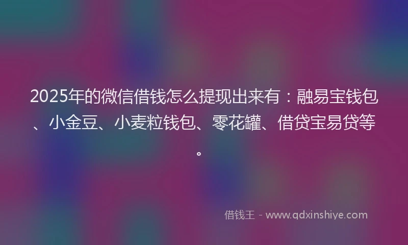 2025年的微信借钱怎么提现出来有：融易宝钱包、小金豆、小麦粒钱包、零花罐、借贷宝易贷等。