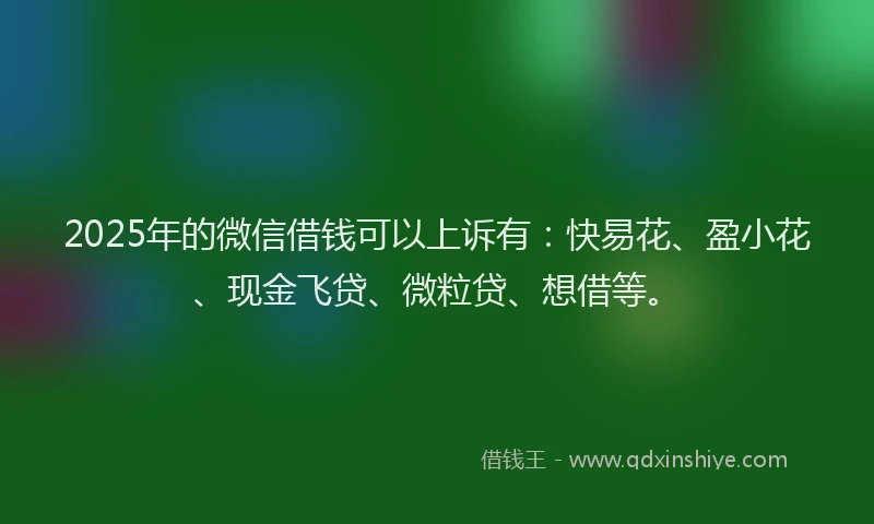 2025年的微信借钱可以上诉有：快易花、盈小花、现金飞贷、微粒贷、想借等。