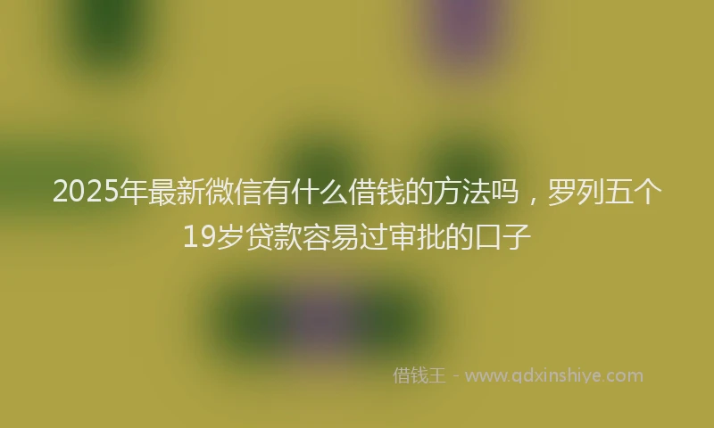 2025年最新微信有什么借钱的方法吗，罗列五个19岁贷款容易过审批的口子
