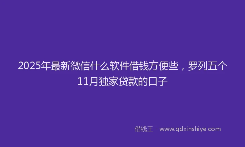 2025年最新微信什么软件借钱方便些，罗列五个11月独家贷款的口子