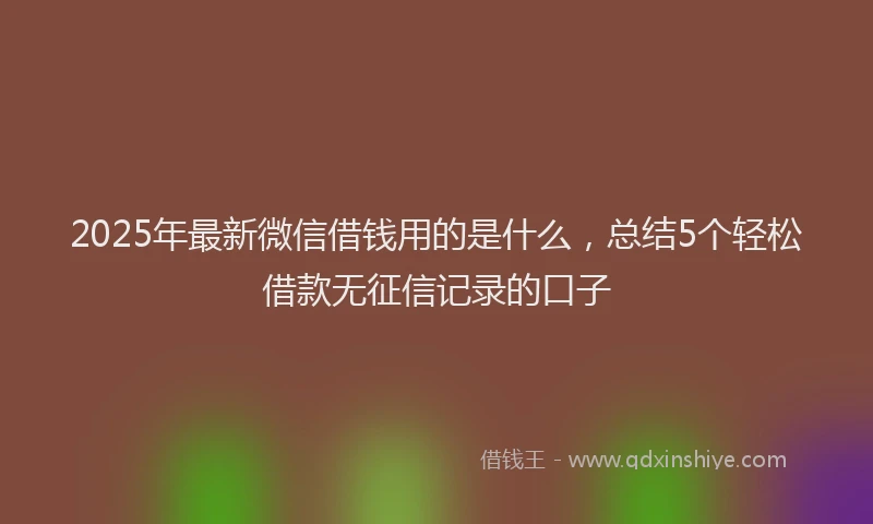 2025年最新微信借钱用的是什么，总结5个轻松借款无征信记录的口子