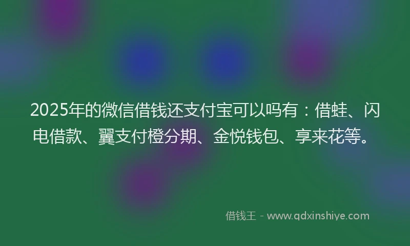 2025年的微信借钱还支付宝可以吗有：借蛙、闪电借款、翼支付橙分期、金悦钱包、享来花等。