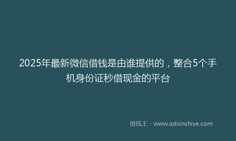 2025年最新微信借钱是由谁提供的，整合5个手机身份证秒借现金的平台