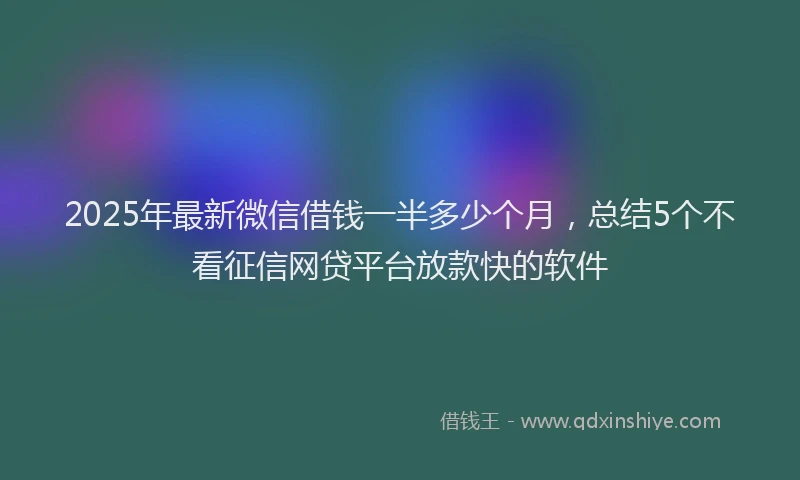 2025年最新微信借钱一半多少个月，总结5个不看征信网贷平台放款快的软件