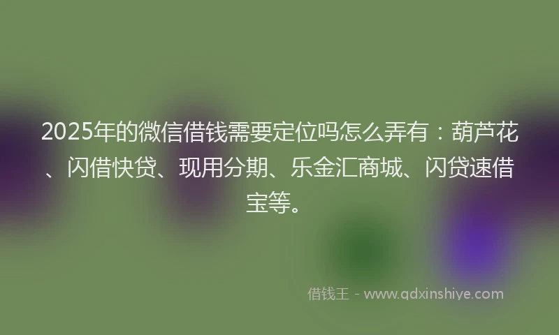 2025年的微信借钱需要定位吗怎么弄有：葫芦花、闪借快贷、现用分期、乐金汇商城、闪贷速借宝等。