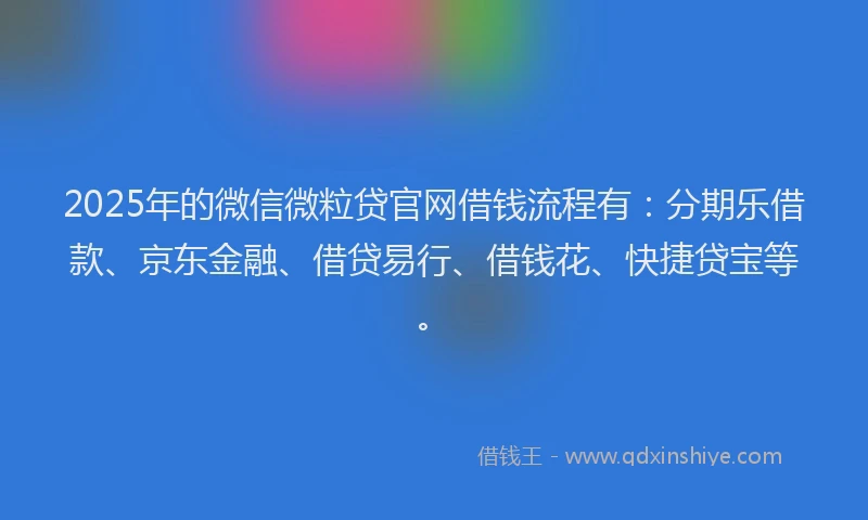 2025年的微信微粒贷官网借钱流程有：分期乐借款、京东金融、借贷易行、借钱花、快捷贷宝等。