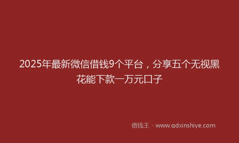 2025年最新微信借钱9个平台，分享五个无视黑花能下款一万元口子