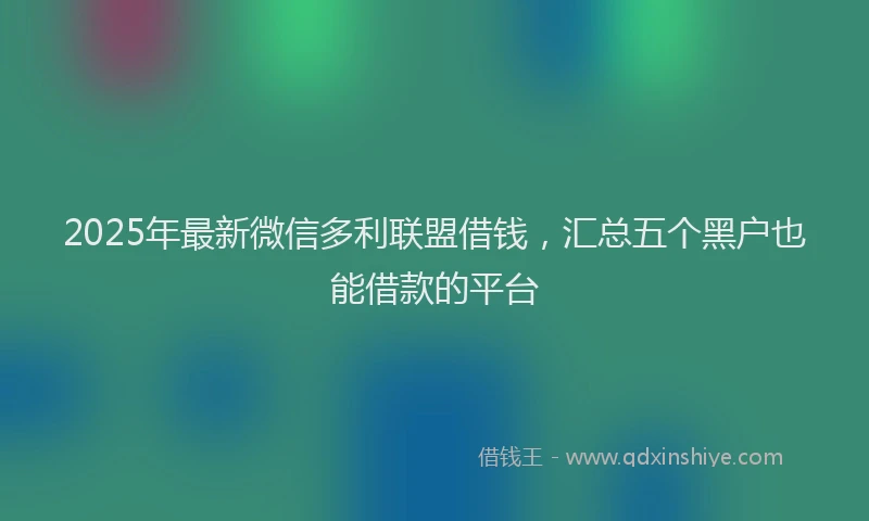 2025年最新微信多利联盟借钱，汇总五个黑户也能借款的平台