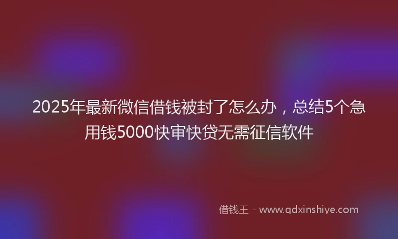 2025年最新微信借钱被封了怎么办，总结5个急用钱5000快审快贷无需征信软件