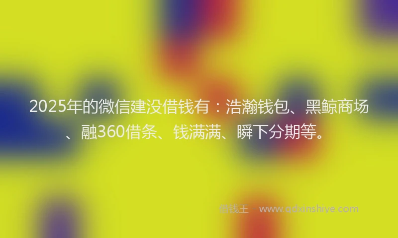2025年的微信建没借钱有：浩瀚钱包、黑鲸商场、融360借条、钱满满、瞬下分期等。