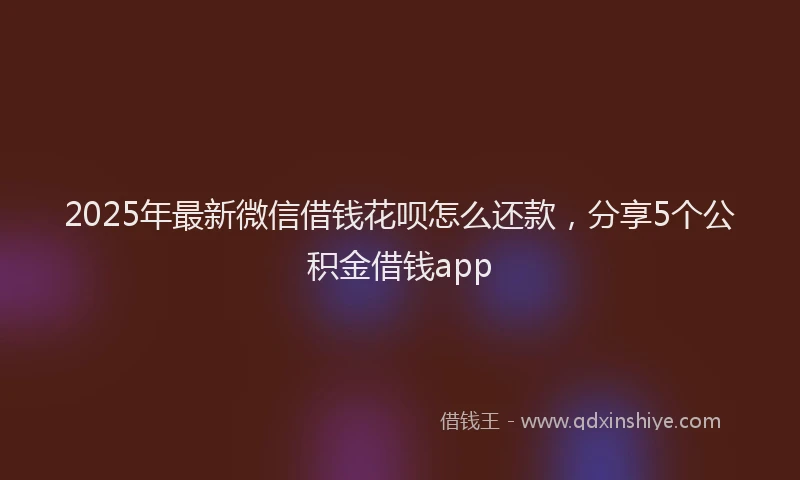 2025年最新微信借钱花呗怎么还款，分享5个公积金借钱app