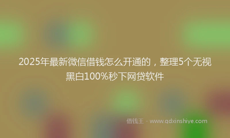 2025年最新微信借钱怎么开通的，整理5个无视黑白100%秒下网贷软件