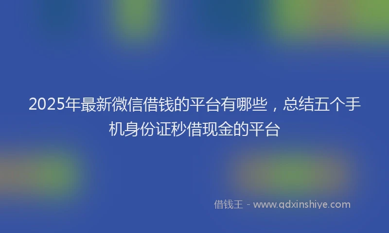 2025年最新微信借钱的平台有哪些，总结五个手机身份证秒借现金的平台