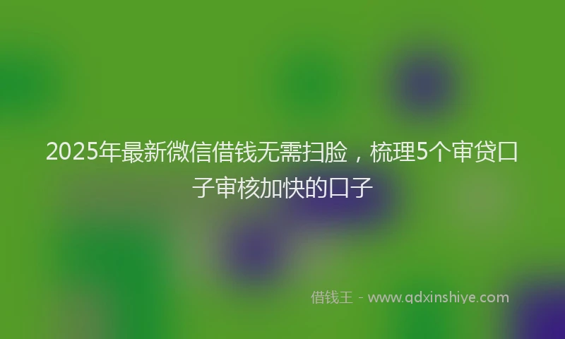 2025年最新微信借钱无需扫脸，梳理5个审贷口子审核加快的口子