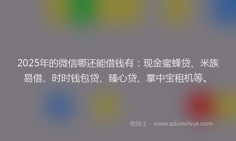 2025年的微信哪还能借钱有：现金蜜蜂贷、米族易借、时时钱包贷、臻心贷、掌中宝租机等。