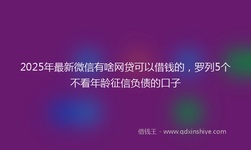 2025年最新微信有啥网贷可以借钱的，罗列5个不看年龄征信负债的口子