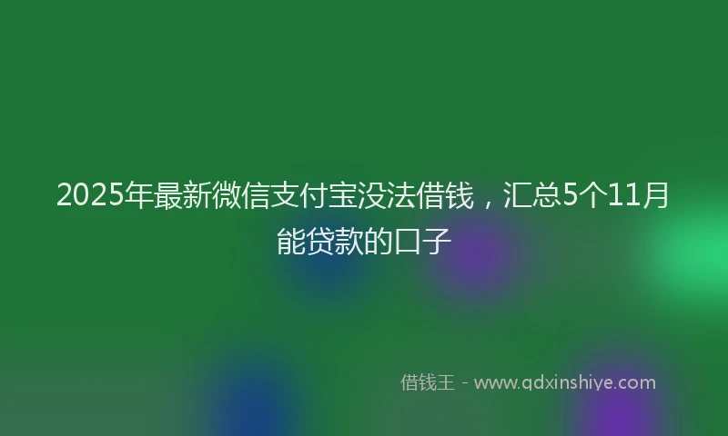 2025年最新微信支付宝没法借钱，汇总5个11月能贷款的口子