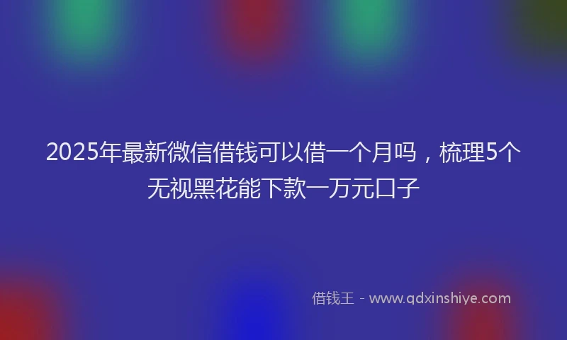 2025年最新微信借钱可以借一个月吗，梳理5个无视黑花能下款一万元口子
