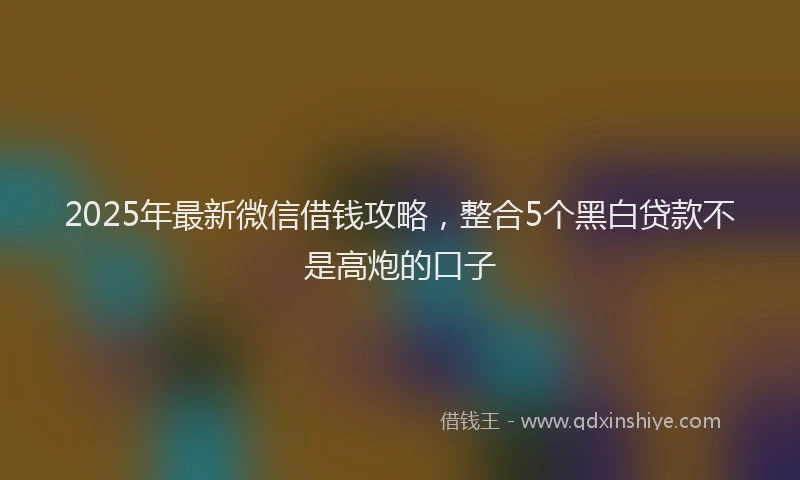 2025年最新微信借钱攻略，整合5个黑白贷款不是高炮的口子