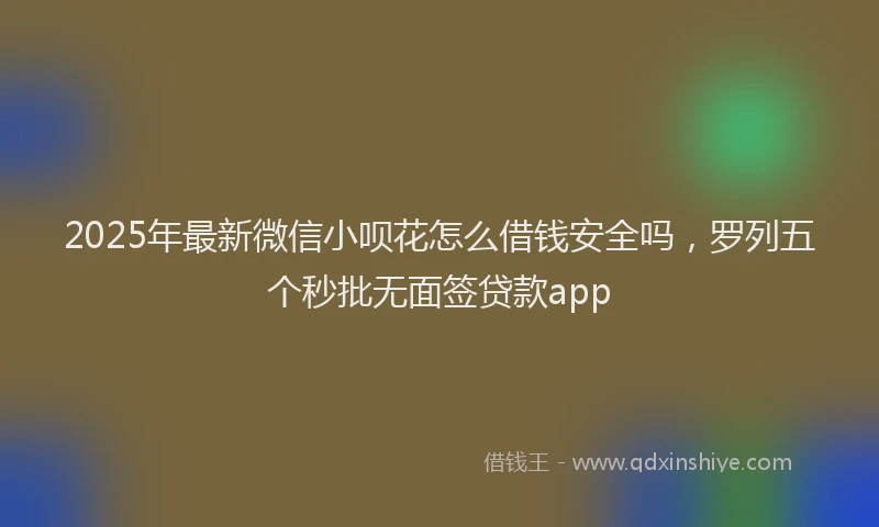 2025年最新微信小呗花怎么借钱安全吗，罗列五个秒批无面签贷款app