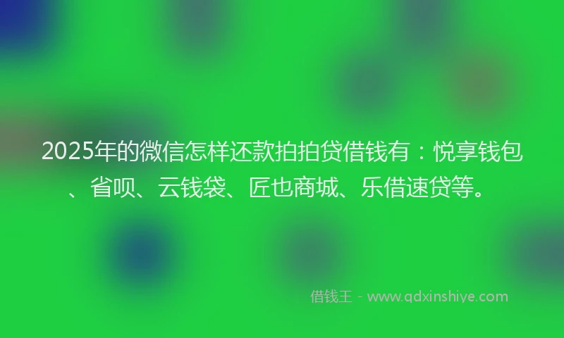 2025年的微信怎样还款拍拍贷借钱有：悦享钱包、省呗、云钱袋、匠也商城、乐借速贷等。