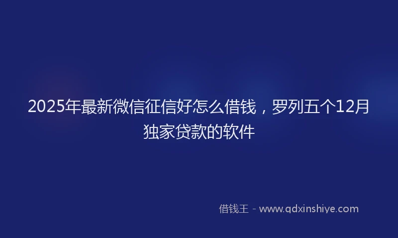 2025年最新微信征信好怎么借钱，罗列五个12月独家贷款的软件