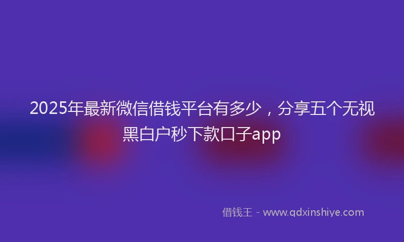 2025年最新微信借钱平台有多少，分享五个无视黑白户秒下款口子app