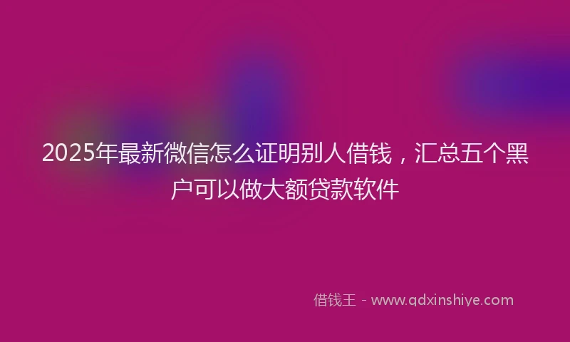 2025年最新微信怎么证明别人借钱，汇总五个黑户可以做大额贷款软件