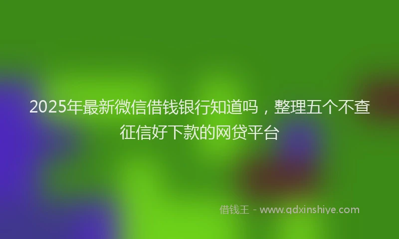 2025年最新微信借钱银行知道吗，整理五个不查征信好下款的网贷平台