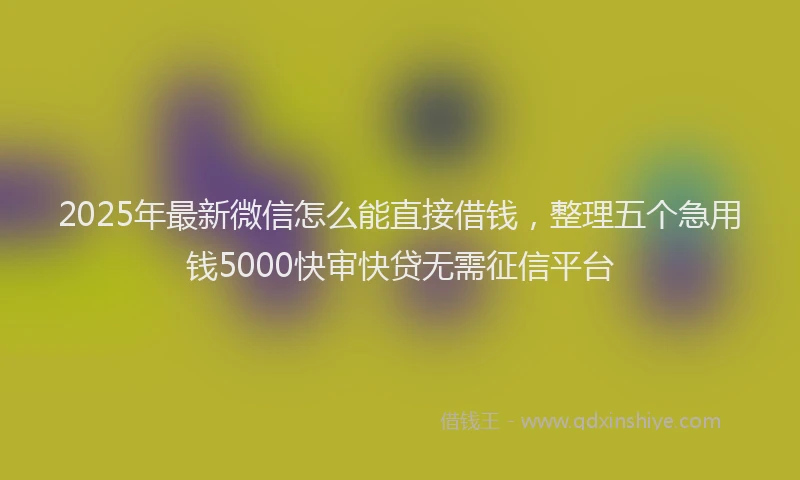 2025年最新微信怎么能直接借钱，整理五个急用钱5000快审快贷无需征信平台