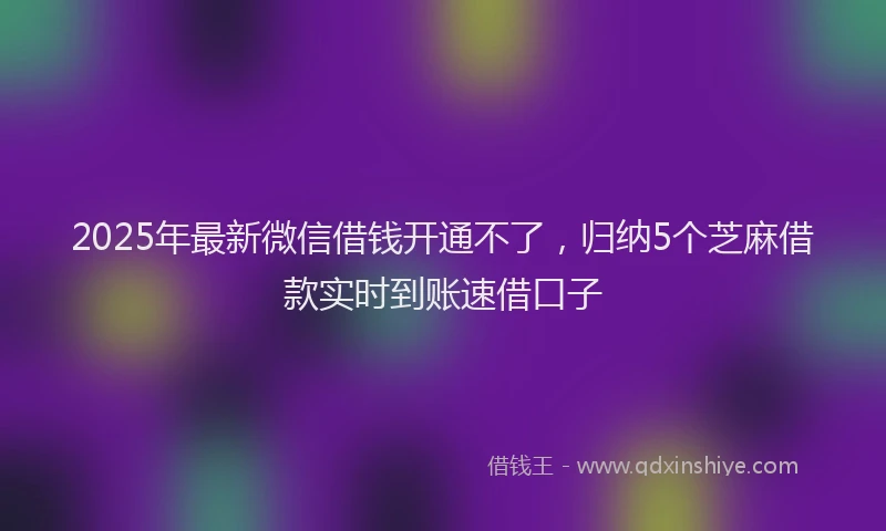 2025年最新微信借钱开通不了，归纳5个芝麻借款实时到账速借口子