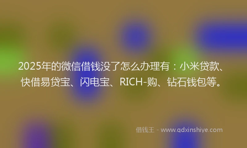 2025年的微信借钱没了怎么办理有：小米贷款、快借易贷宝、闪电宝、RICH-购、钻石钱包等。