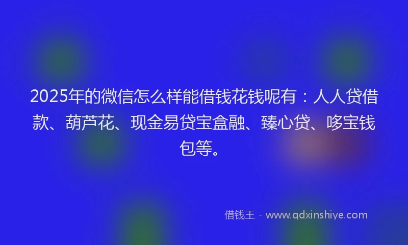 2025年的微信怎么样能借钱花钱呢有：人人贷借款、葫芦花、现金易贷宝盒融、臻心贷、哆宝钱包等。