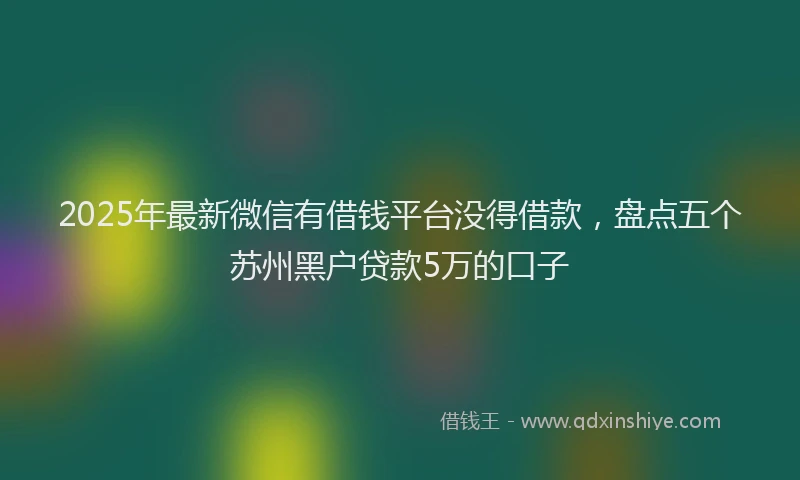 2025年最新微信有借钱平台没得借款，盘点五个苏州黑户贷款5万的口子