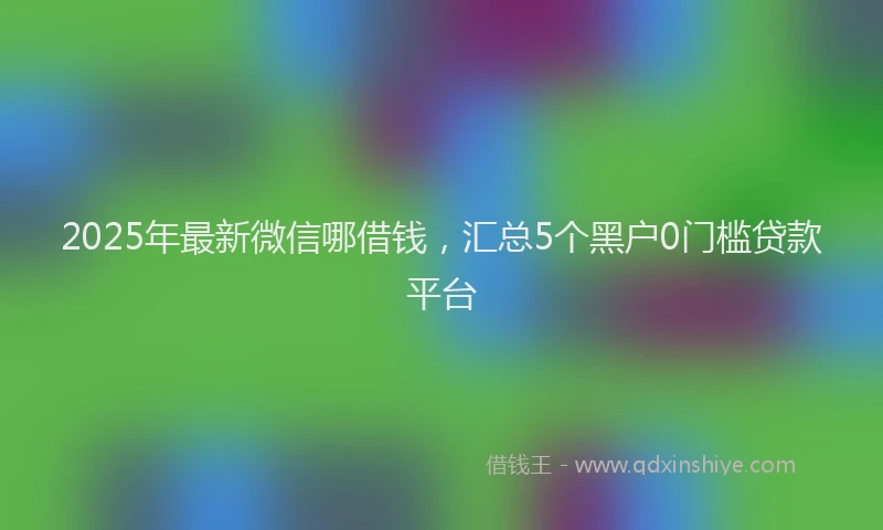2025年最新微信哪借钱，汇总5个黑户0门槛贷款平台