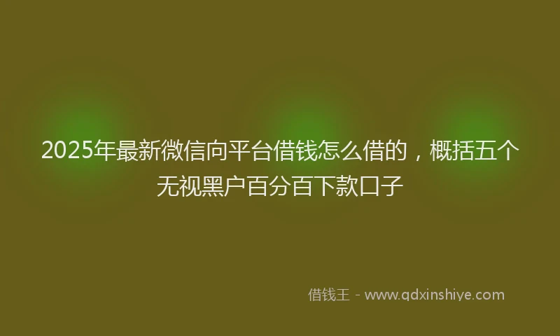 2025年最新微信向平台借钱怎么借的，概括五个无视黑户百分百下款口子