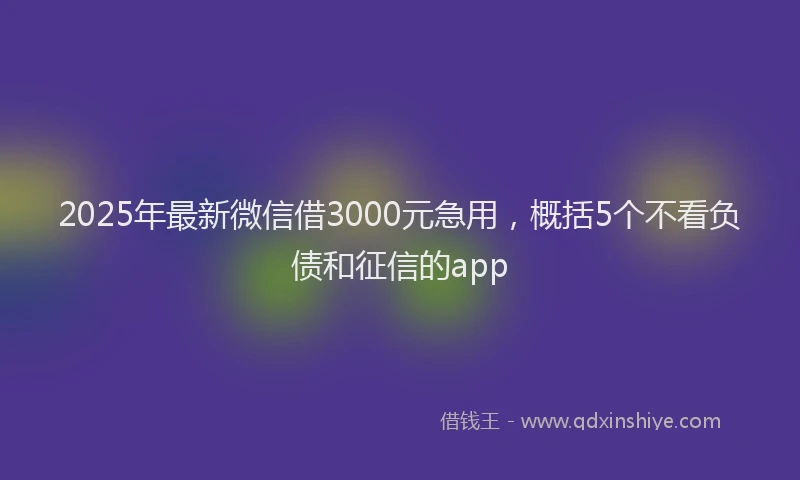 2025年最新微信借3000元急用，概括5个不看负债和征信的app