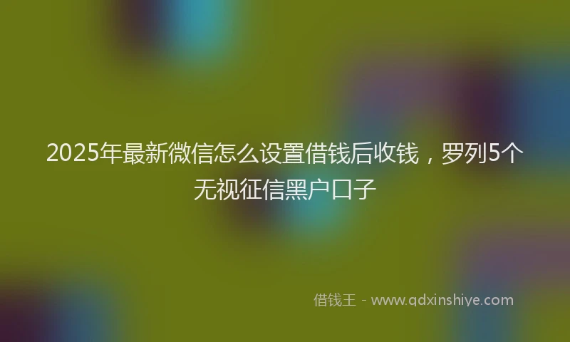 2025年最新微信怎么设置借钱后收钱，罗列5个无视征信黑户口子