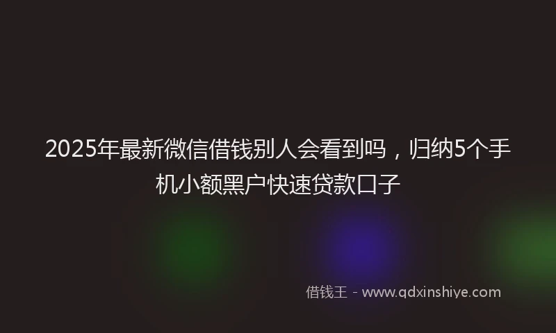 2025年最新微信借钱别人会看到吗，归纳5个手机小额黑户快速贷款口子