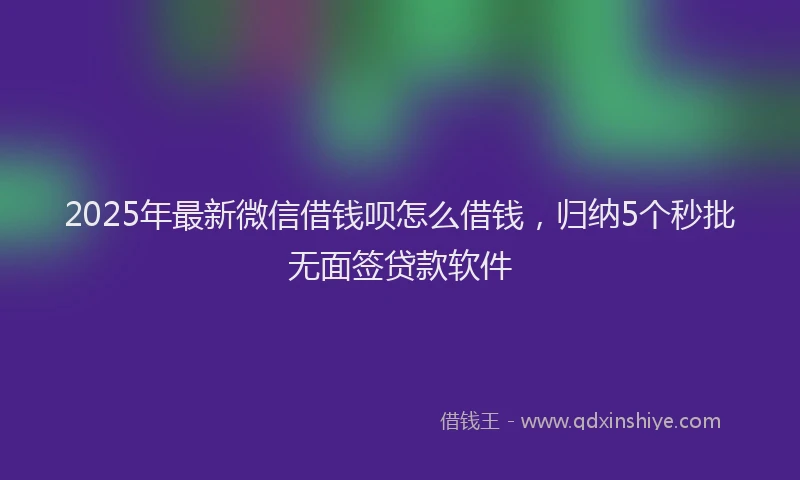 2025年最新微信借钱呗怎么借钱，归纳5个秒批无面签贷款软件