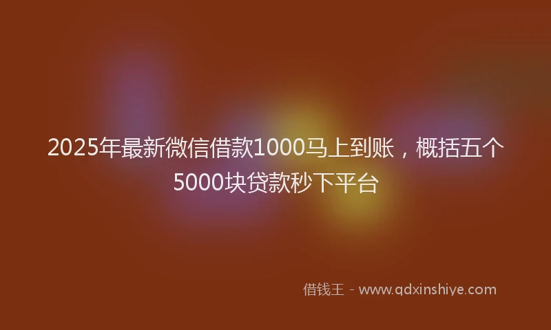 2025年最新微信借款1000马上到账，概括五个5000块贷款秒下平台